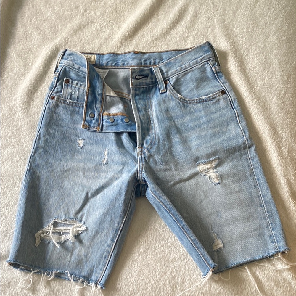 Levi's Women's Light Blue Distressed Jean Shorts